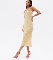 New Look Yellow Ditsy Floral Frill Midi Dress